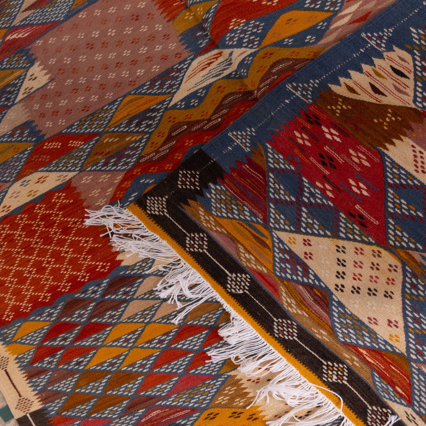 Handwoven Moroccan Akhnif Rug – Intricate Berber Wool & Cotton Carpet