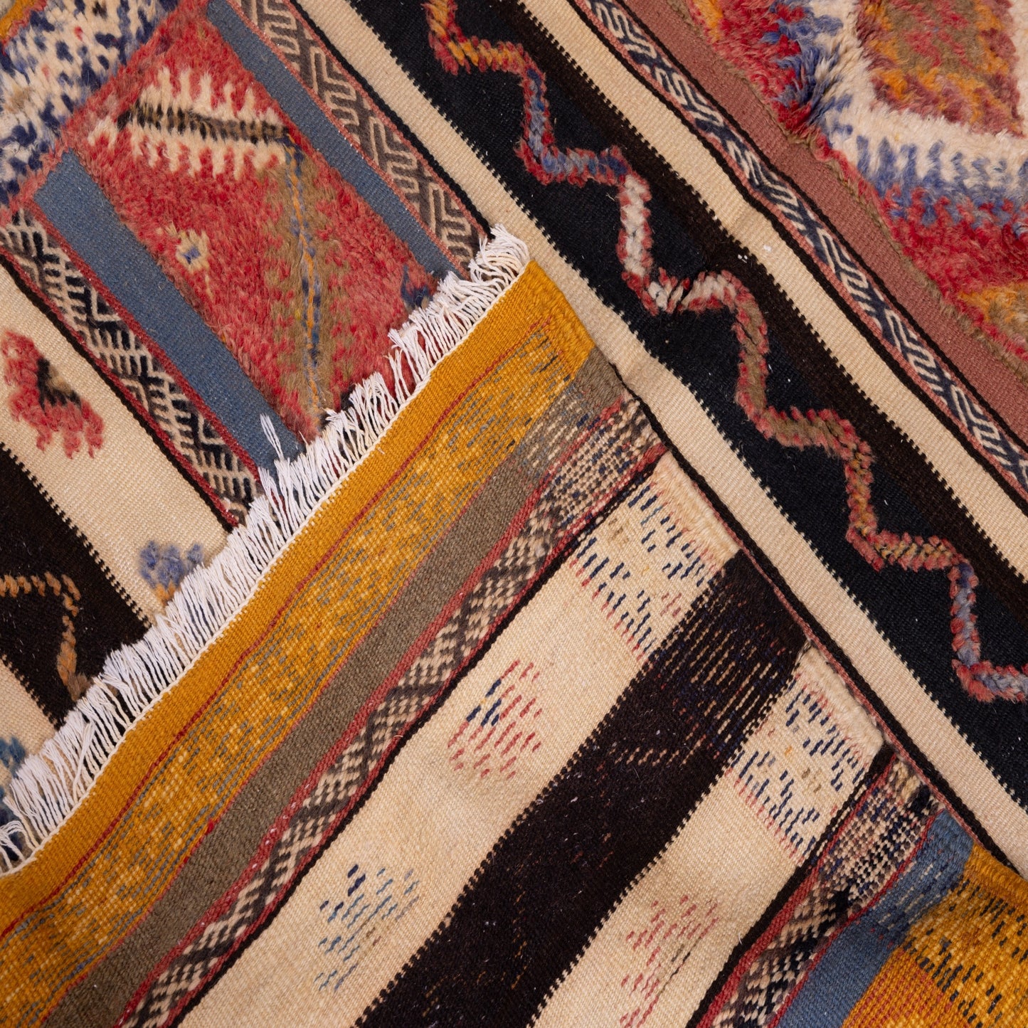 Authentic Moroccan Akhnif Rug – Handwoven Wool & Cotton Berber Carpet ;  5,25 ft / 3,61 ft