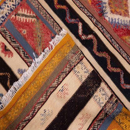 Authentic Moroccan Akhnif Rug – Handwoven Wool & Cotton Berber Carpet ;  5,25 ft / 3,61 ft