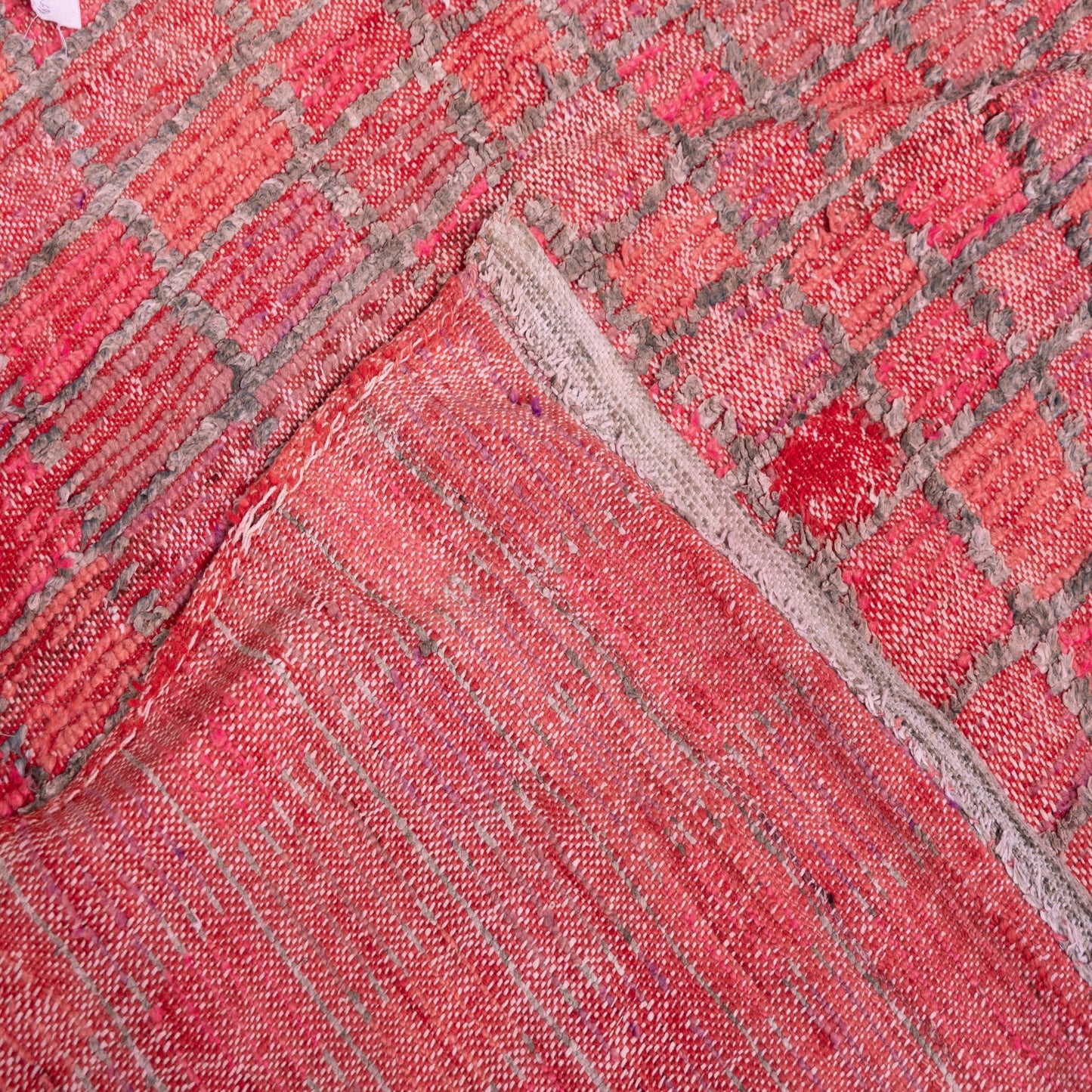 Vintage Moroccan Bjaad Rug – Handwoven Wool Rug in Deep Red & Black Geometric Design – Authentic Berber Carpet
