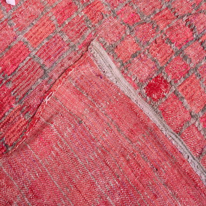 Vintage Moroccan Bjaad Rug – Handwoven Wool Rug in Deep Red & Black Geometric Design – Authentic Berber Carpet