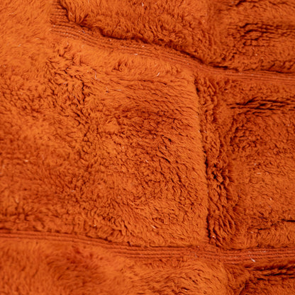 Handwoven Moroccan Mrirt Rug – Luxurious High-Pile Wool Berber Carpet in Terracotta Orange with Geometric Design
