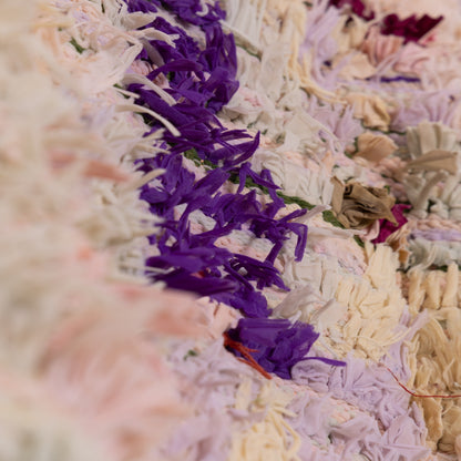 Vintage Moroccan Boucherouite Rug – Soft Pastel Abstract Berber Carpet – Handmade Boho Shaggy Rug