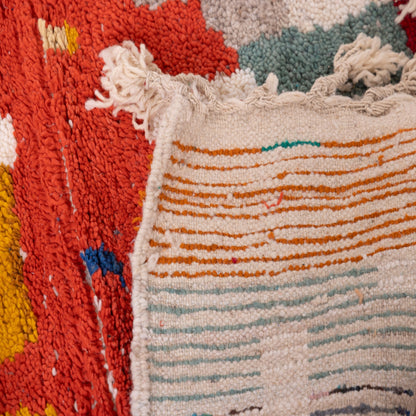Abstract City Boujad Rug – New Moroccan Wool Rug – Terracotta, Teal & Ivory Urban Design – Handwoven Berber Wall Hanging or Accent
