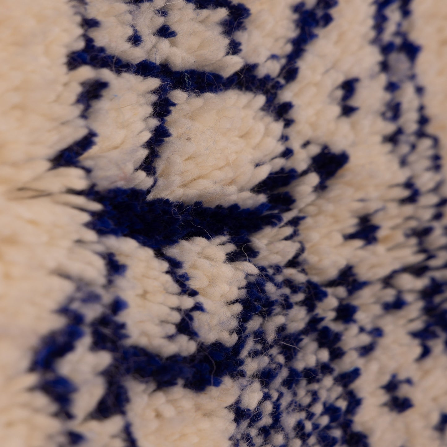 New Handmade Azilal Wool Rug - Abstract Blue Berber Symbols - Moroccan Tribal Floor or Wall Decor