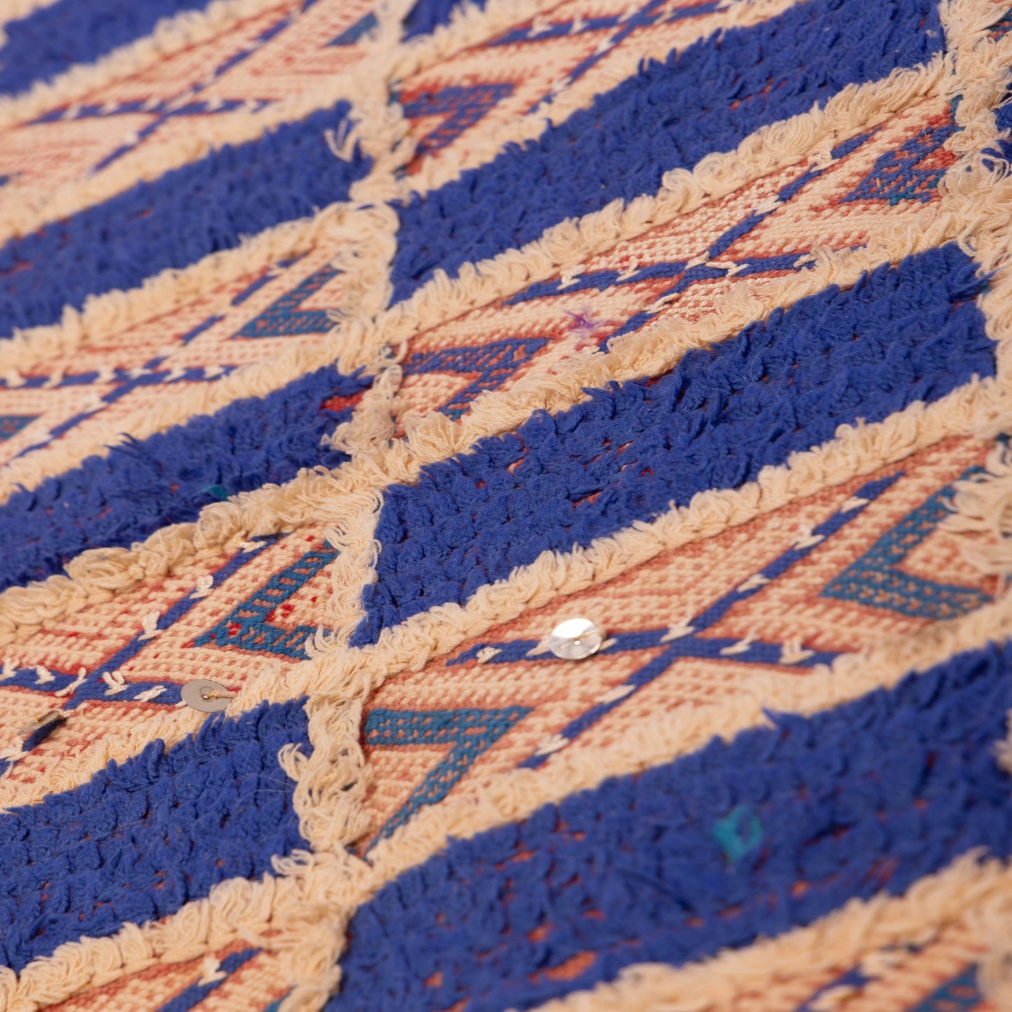 Vintage Moroccan Berber Rug | Handwoven Wool Rug with Bold Blue & Geometric Patterns ; 5,09 ft / 2,79 ft