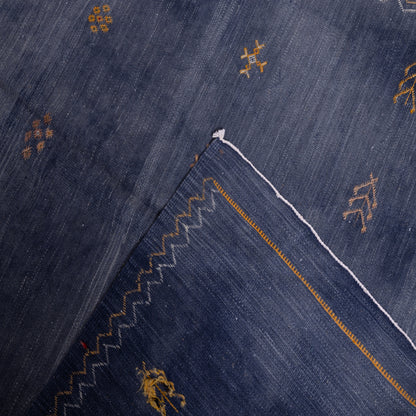 Handwoven Moroccan Akhnif Rug – Deep Indigo Berber Wool & Cotton Carpet