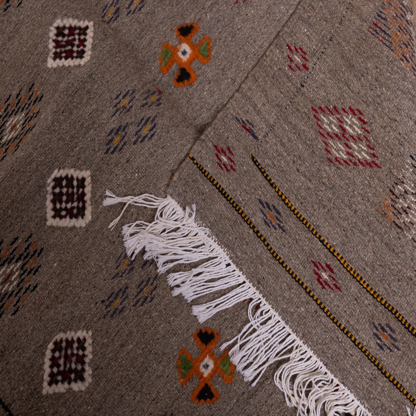 Handwoven Moroccan Akhnif Rug – Earthy Beige & Berber Symbolism Wool & Cotton Carpet