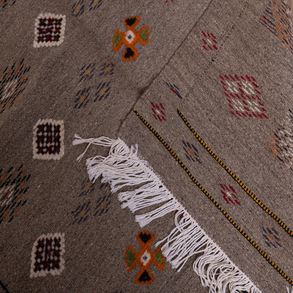 Handwoven Moroccan Akhnif Rug – Earthy Beige & Berber Symbolism Wool & Cotton Carpet