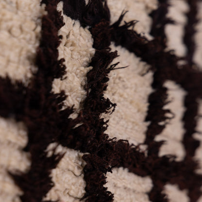 Moroccan Azilal Wool Rug with Blue Accent - Handwoven Checkered Vintage Berber Runner