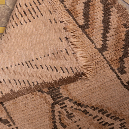 Moroccan Boujad Rug – Authentic Handwoven Berber Wool Runner – Neutral Tribal Geometric Design – Aged Patina – Bohemian Home Décor