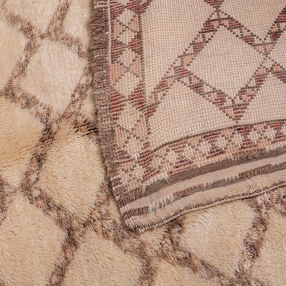 Vintage Moroccan Beni Ourain Rug | Handwoven Berber Wool Carpet | Timeless Tribal Elegance ; 12,14 ft / 6,56 ft