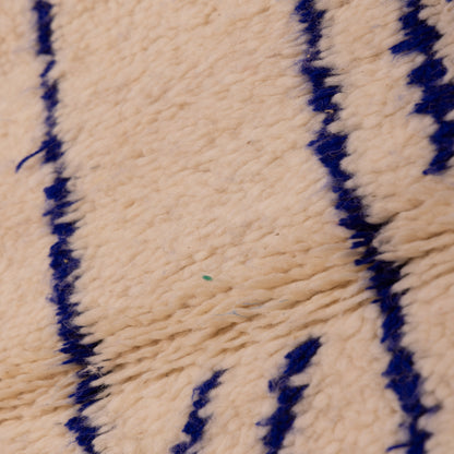 New Handmade Azilal Wool Rug - Abstract Blue Design on Cream - Modern Moroccan Tribal Art for Floor or Wall