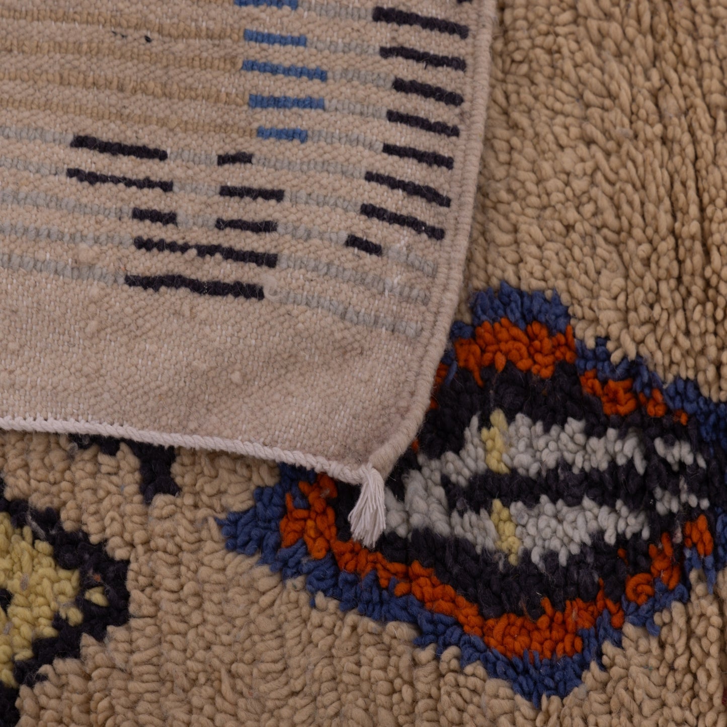 Handmade Boujad Moroccan Rug – Vintage Berber Wool Carpet – Unique Tribal Geometric Design