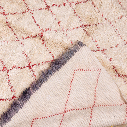 Vintage Moroccan Berber Rug – Handwoven Wool Carpet with Red Diamond Patterns ; 11,98 ft / 6,23 ft