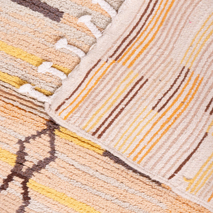 Neutral Boujad Rug – New Moroccan Wool Rug – Beige, Clay & Ochre Tribal Design – Soft Toned Berber Wall Hanging or Floor Accent