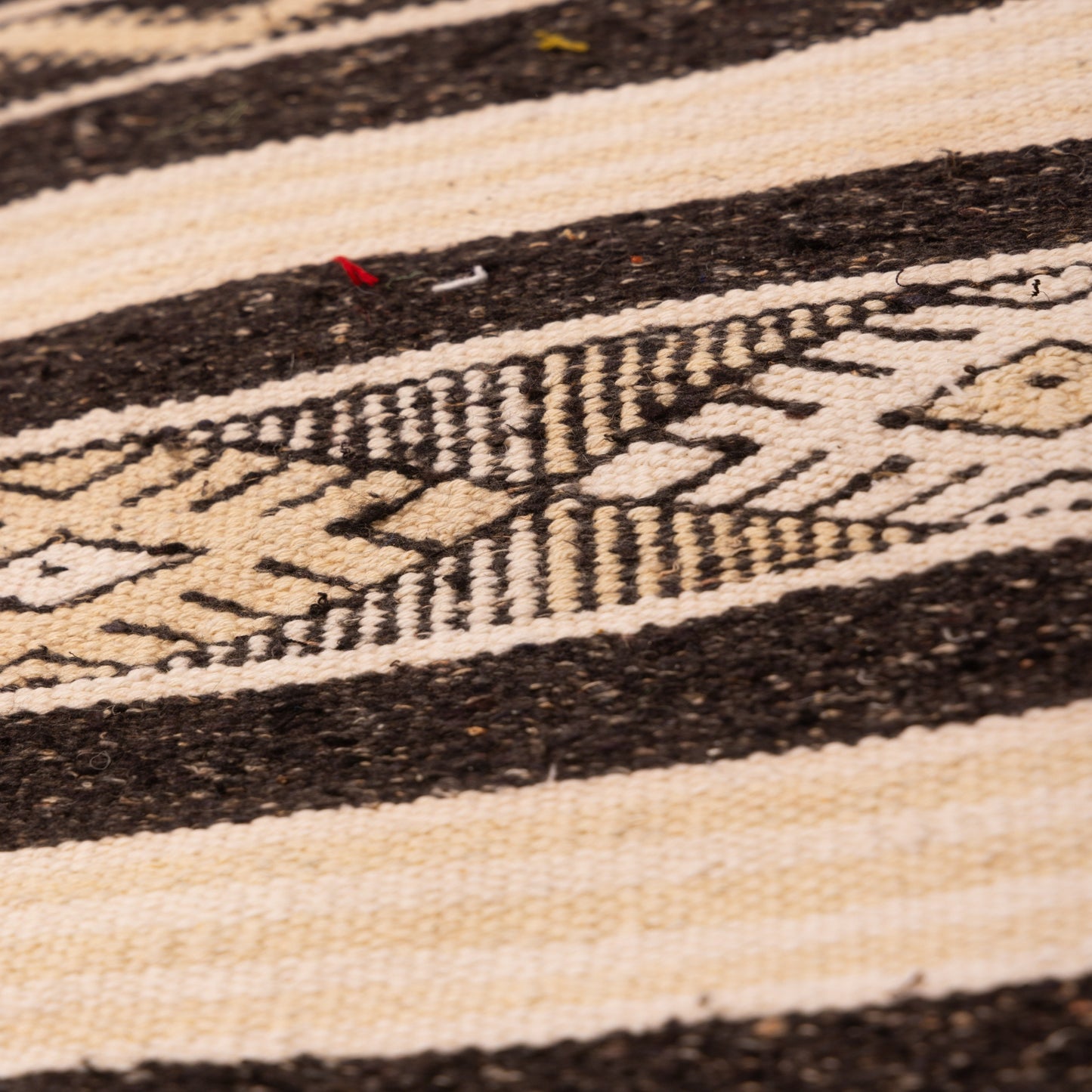 Black & Ivory Wool Corridor Runner - Modern Tribal Elegance