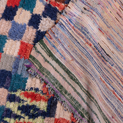 Vintage Bjaad Moroccan Rug - Handwoven Berber Wool Carpet - Geometric Tribal Checkerboard & Diamond Pattern - Authentic Handmade Boho Rug