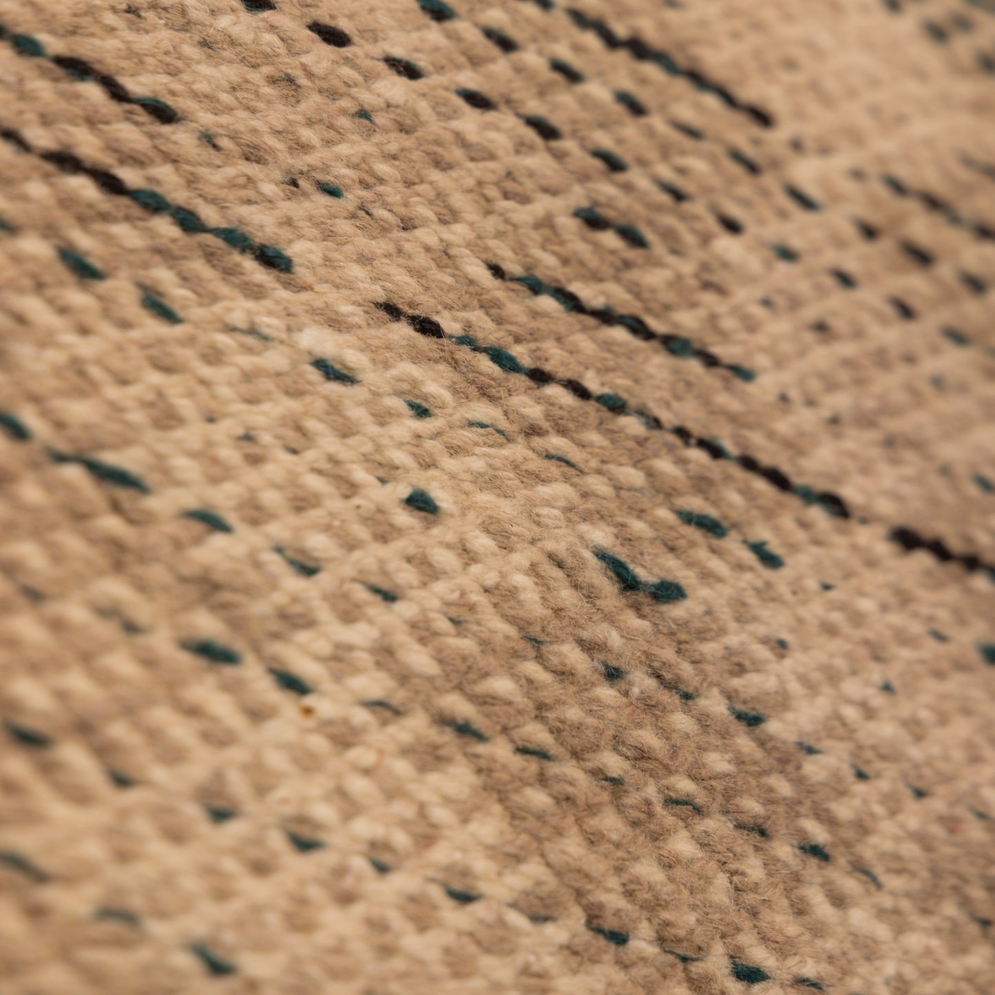 Green Geometric Wool Rug - Handwoven Corridor Accent Piece