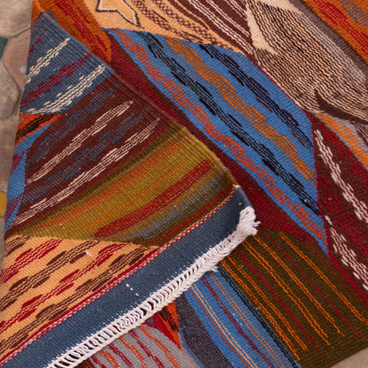 Handwoven Moroccan Akhnif Runner Rug – Vibrant Geometric Design ; 6,73 ft  / 1,97 ft