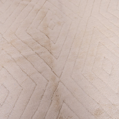 Handwoven Moroccan Mrirt Rug – Plush Wool Berber Carpet with Diamond Pattern in Neutral Beige ; 10,83 ft / 6,73 ft