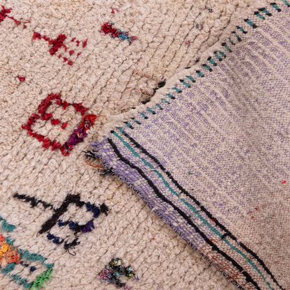 Petite Vintage Azilal Wool Rug - Symbolic Tribal Abstract - Handwoven Moroccan Textile