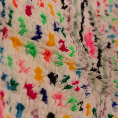 Colorful Moroccan Azilal Rug - Boho Handmade Wool & Cotton Berber Carpet - Small Accent Rug or Wall Art