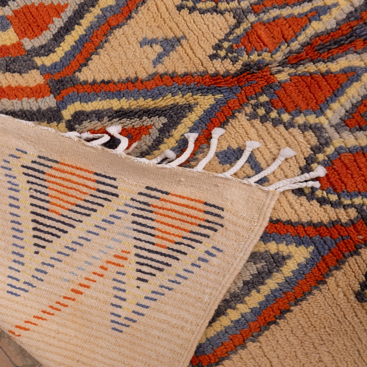 Handwoven Moroccan Boujad Rug – Authentic Berber Wool Carpet – Geometric Tribal Design