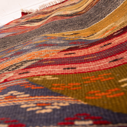 Moroccan Corridor Rug - Handwoven Berber Runner - Patchwork Geometric Style