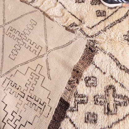 Vintage Moroccan Beni Ourain Rug | Handwoven Wool Berber Carpet with Tribal Symbols ;  10,83 ft  / 6,40 ft