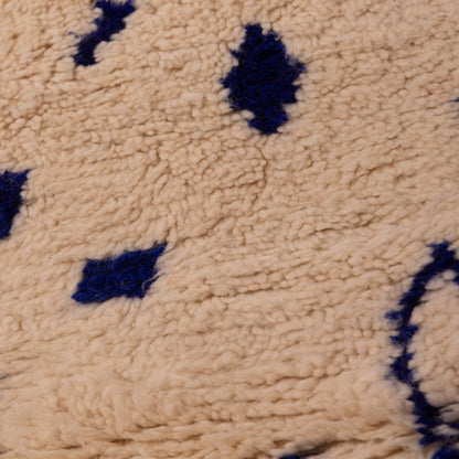 Blue Tribal Azilal Rug - Handmade Moroccan Wool & Cotton Carpet - Small Boho Berber Runner