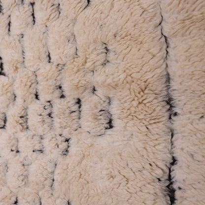 Handmade Mrirt Rug – 100% Wool Moroccan Berber Carpet – Cream & Black Geometric Wool Rug – Luxury Modern & Boho Home Decor