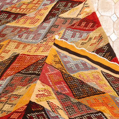 Moroccan Corridor Rug - Zigzag Berber Runner - Handwoven Artisan Wool