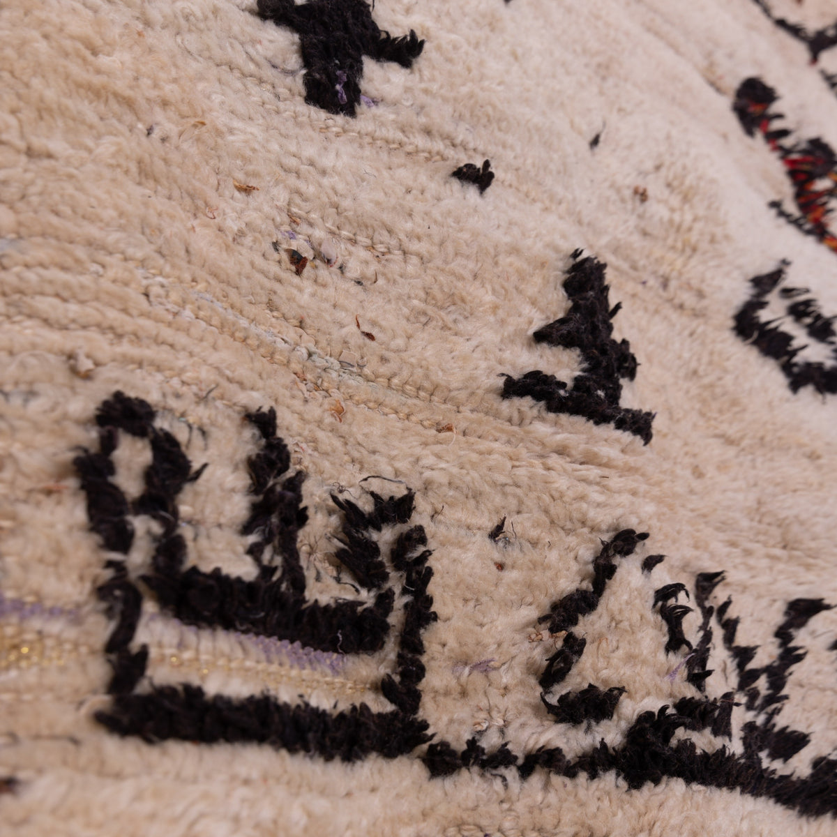 Vintage Azilal Rug with Tribal Symbols - Handmade Moroccan Wool Rug - Small Cream Berber Carpet
