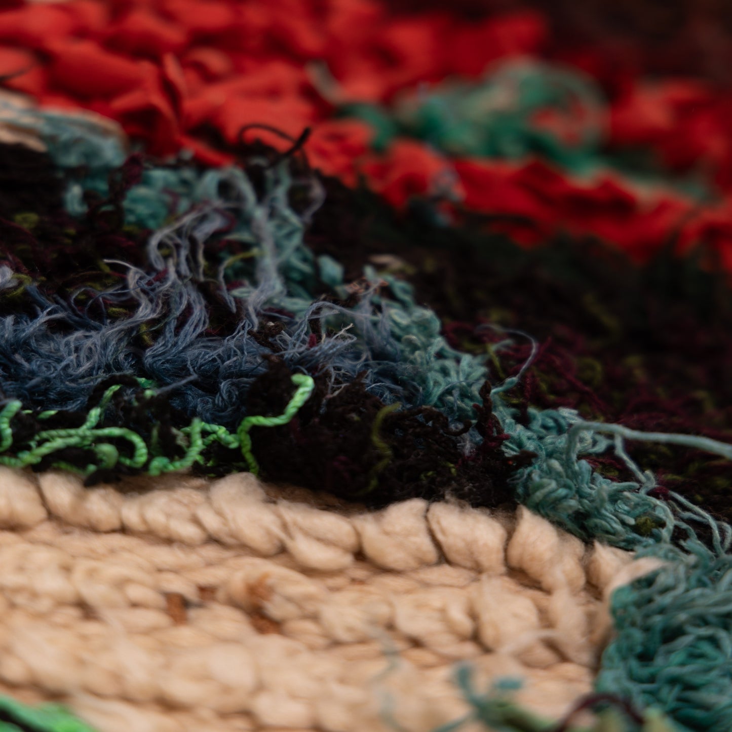 Vintage Moroccan Boucherouite Rug – Handwoven Bohemian Berber Carpet with Bold Geometric Patterns