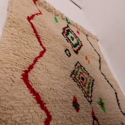 Colorful Azilal Rug - Handmade Small Moroccan Rug with Diamond Motifs - Berber Wool & Cotton Floor or Wall Accent