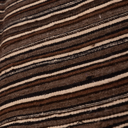 Vintage Moroccan Striped Handwoven Rug | Dark Brown Berber Wool Blanket | Authentic Nomadic Textile ; 7,05 ft / 4,27 ft