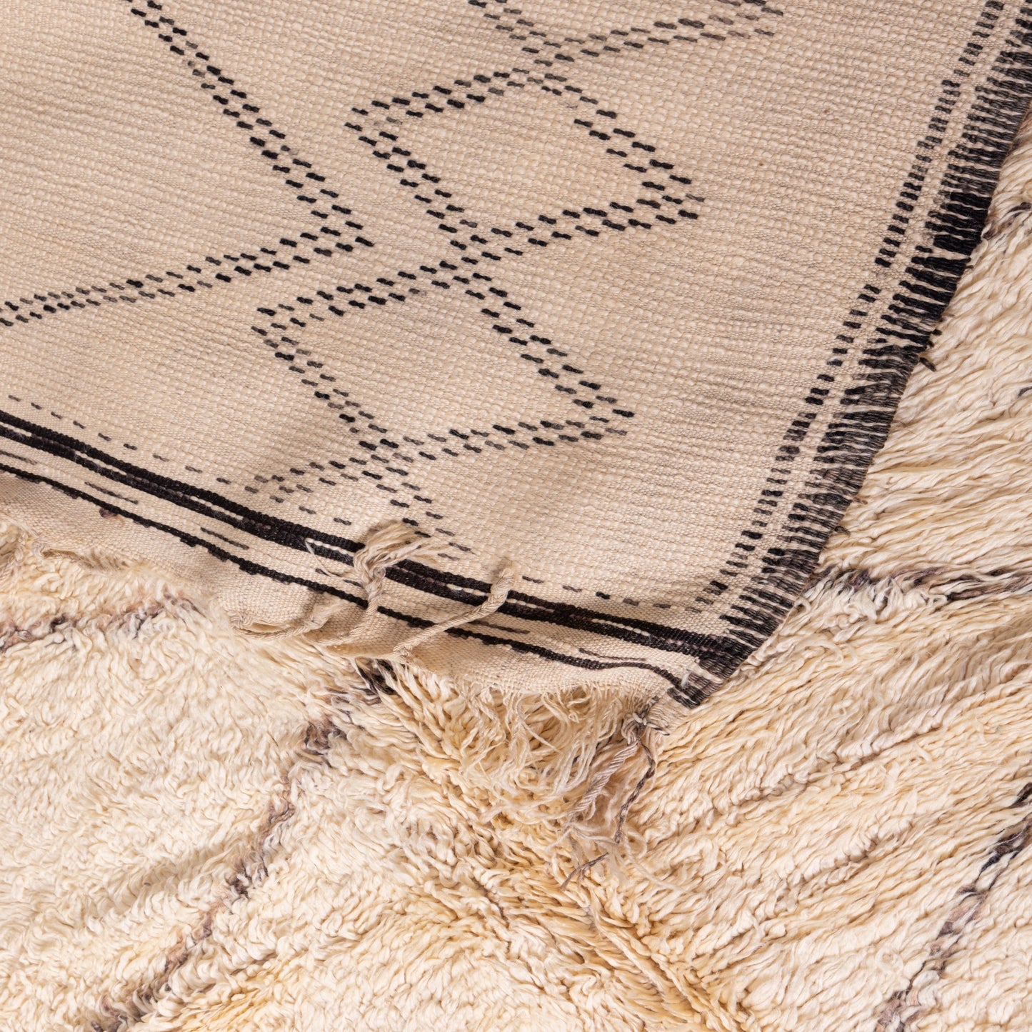 Handwoven Moroccan Berber Rug – Vintage Wool Carpet with Unique Tribal Geometric Patterns ; 12,63 ft / 6,07 ft