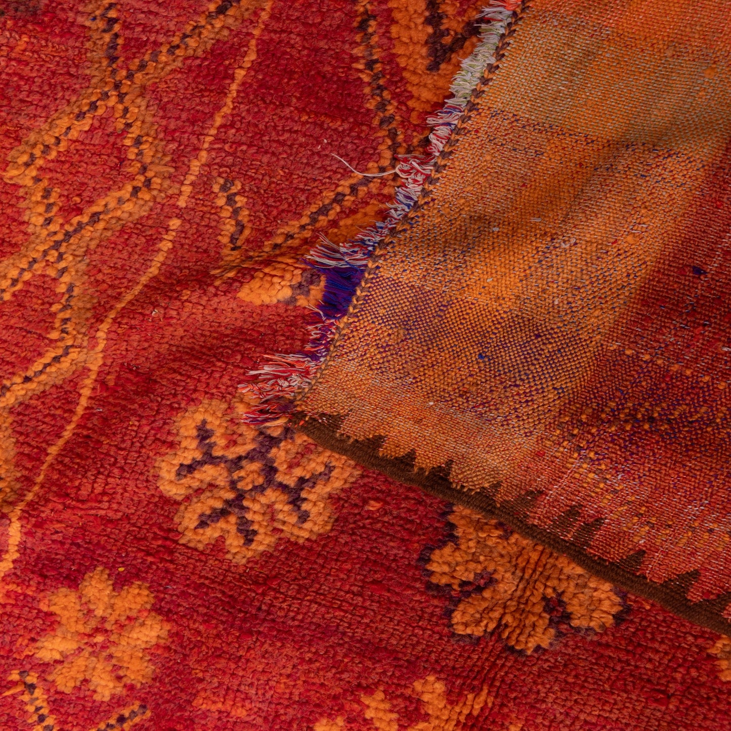 Vintage Rehamna Moroccan Rug – Handwoven Berber Wool Carpet in Warm Earthy Tones ; 11,98 ft / 4,27 ft 