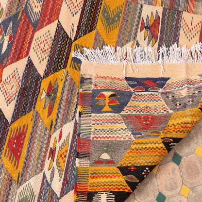 Vintage Moroccan Akhnif Rug – Handmade Berber Wool Carpet 4,76 ft / 3,28 ft