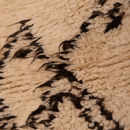 Neutral Berber Wool Rug - Handwoven Moroccan Azilal Runner - Tribal Diamond & Tree Motif