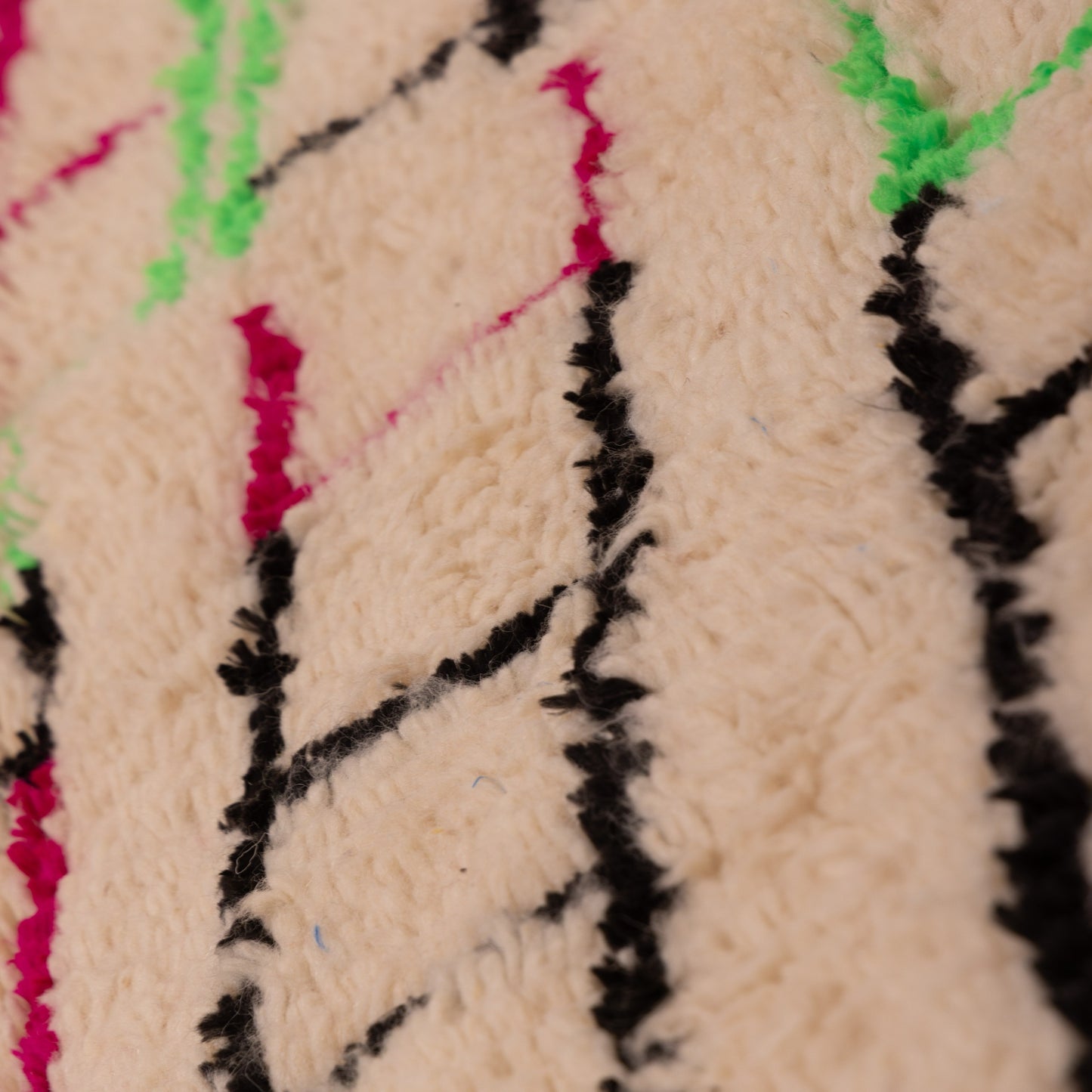 Moroccan Azilal Rug - Neon Geometric Design - Handmade 80% Wool 20% Cotton - Bright Boho Area Rug or Wall Hanging
