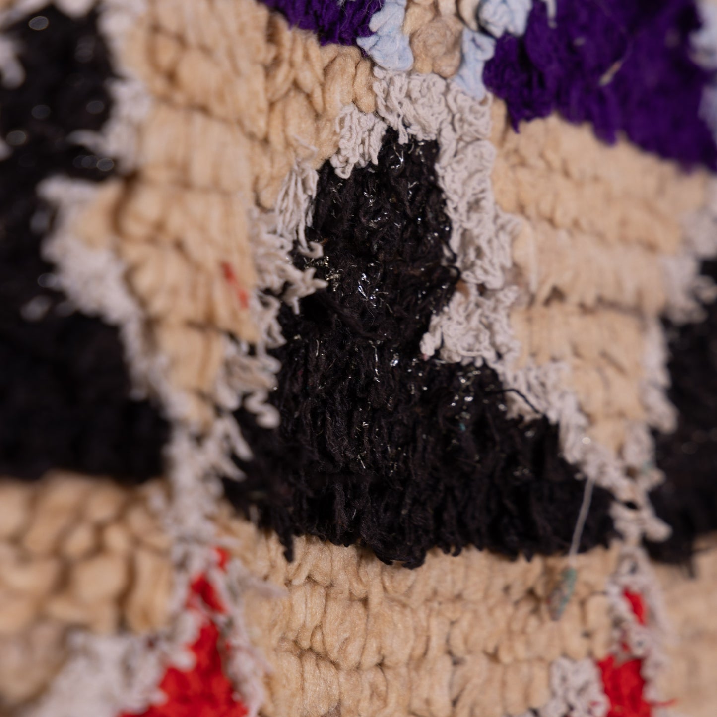 Nomad Peaks – Vintage Moroccan azilale Rug with Tribal Triangles and Fringed Edge