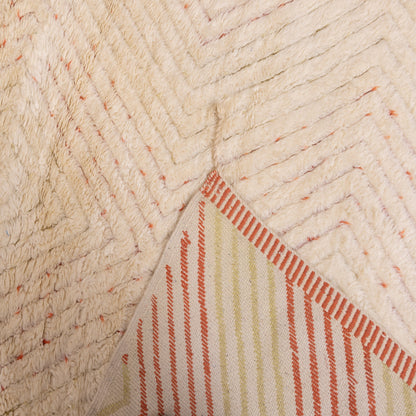 Authentic Handwoven Moroccan Mrirt Rug – Luxurious Creamy Wool Berber Carpet with Subtle Red Accents