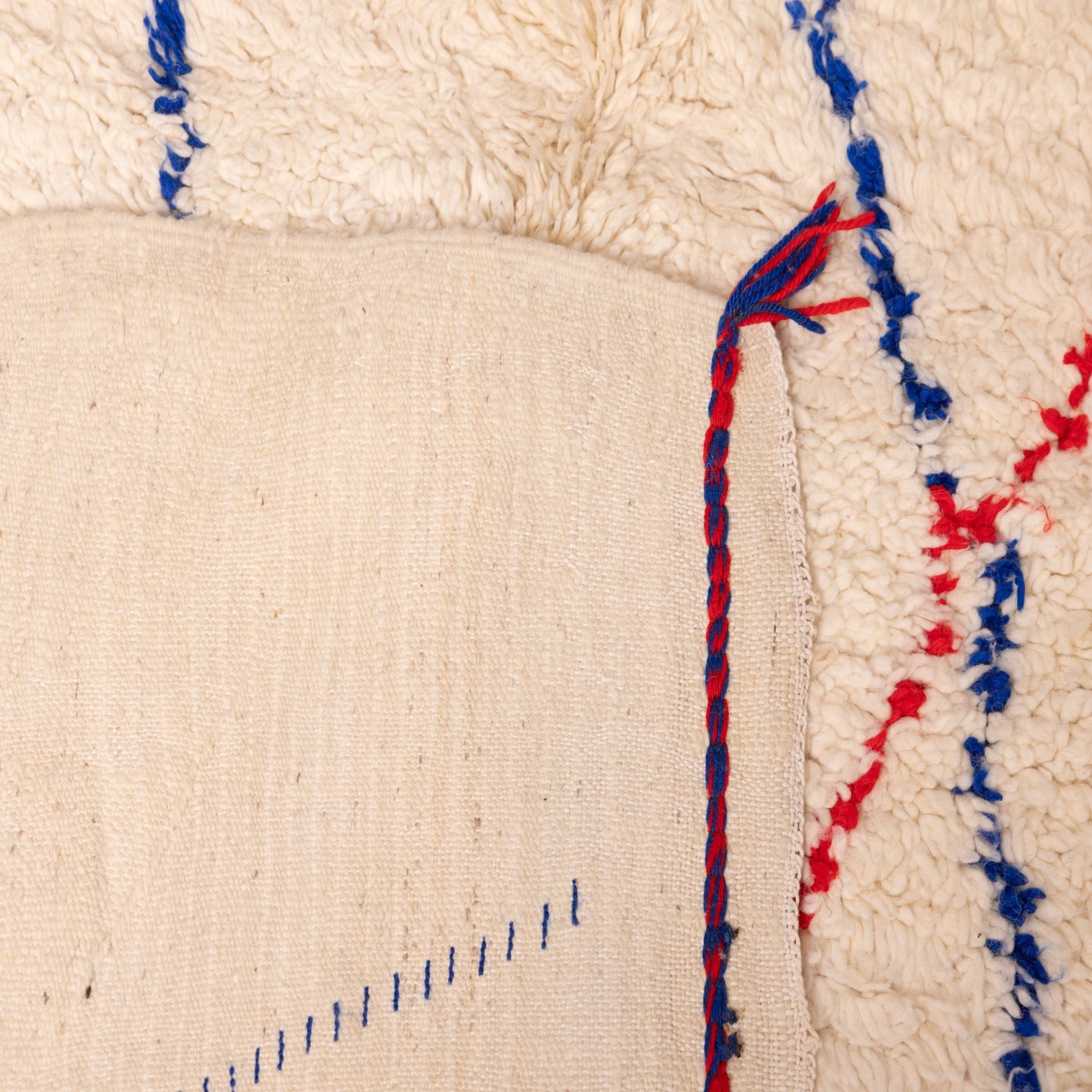 Modern Azilal Rug - Handmade Moroccan Berber Carpet - 80% Wool 20% Cotton - Red & Blue Diamond Boho Decor