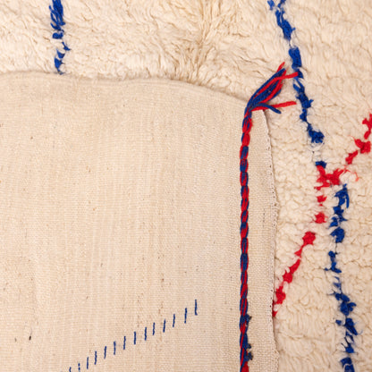Modern Azilal Rug - Handmade Moroccan Berber Carpet - 80% Wool 20% Cotton - Red & Blue Diamond Boho Decor