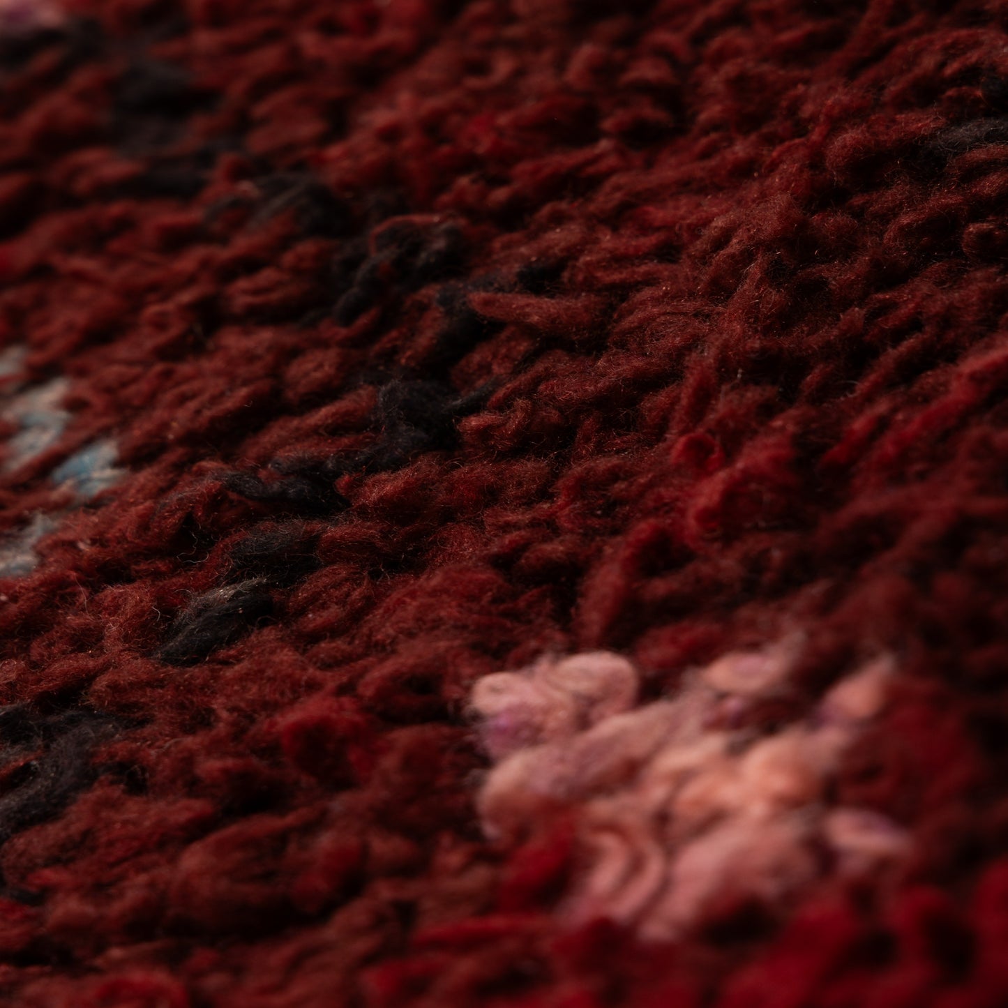 Handwoven Moroccan Corridor Rug - 80% Wool, 20% Cotton - Rich Red & Earthy Geometric Berber Design