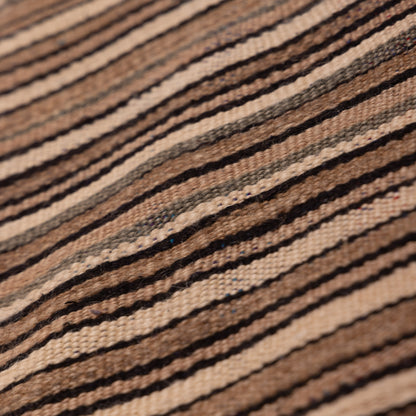 Vintage Handwoven Moroccan Wool Blanket | Berber Striped Kilim Rug | Nomadic Boho Throw ; 8,53 ft / 4,43 ft