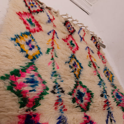 Colorful Azilal Rug - Small Handmade Moroccan Rug - 80% Wool, 20% Cotton - Boho Geometric Wall Hanging