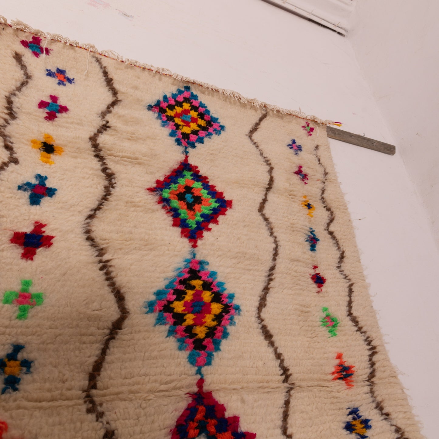 Small Azilal Berber Rug - Colorful Moroccan Handwoven Wool Art - 80% Wool 20% Cotton - Mini Wall Hanging or Accent Rug
